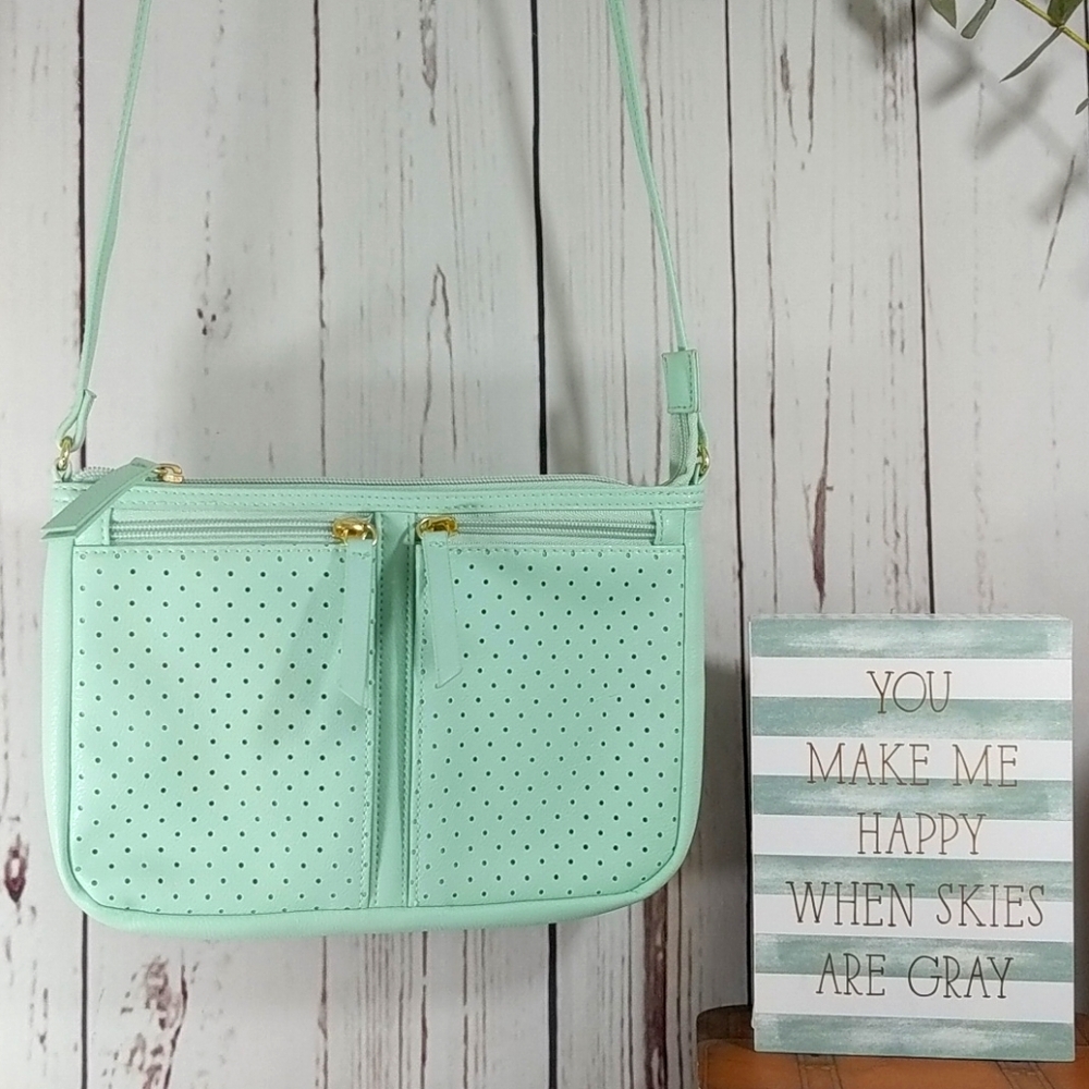 Mint Green Mini Petite Laser Cut Crossbody Bag Pouch Purse Dainty Feminine Cute